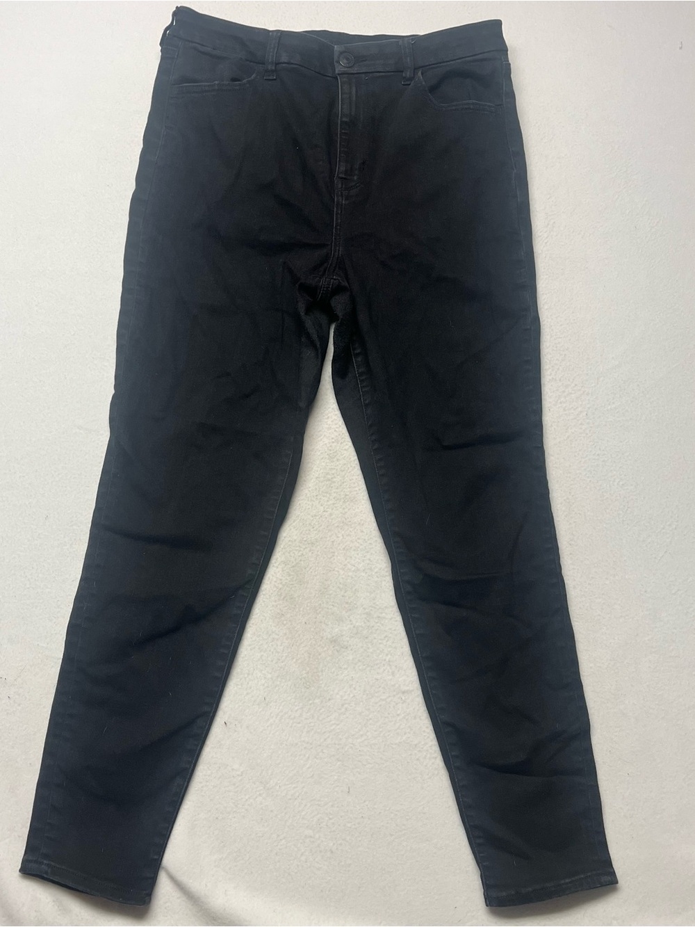 American Eagle Women’s Skinny Jeans Black Dark Wash Stretch Mid Rise Size 16